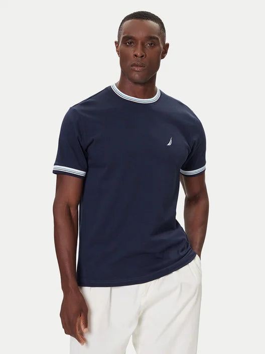 CAMISETA DE ALGODON NAUTICA CON LOGO BORDADO DARK NAVY