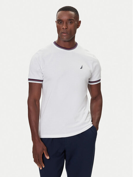 CAMISETA DE ALGODON NAUTICA CON LOGO BORDADO WHITE