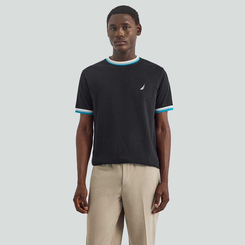 CAMISETA DE ALGODON NAUTICA CON LOGO BORDADO BLACK