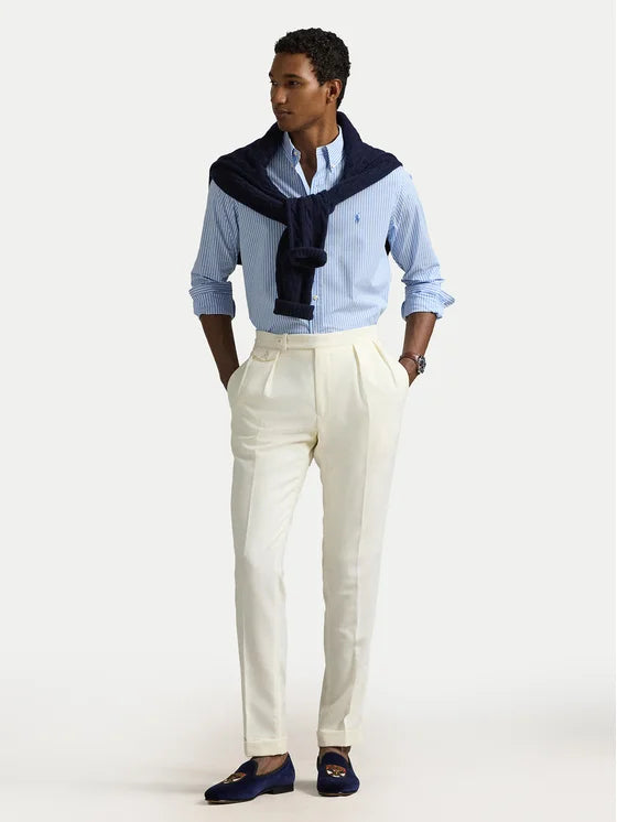 CAMISA CUSTOM FIT EN POPELINA STRETCH CANVAS BLUE