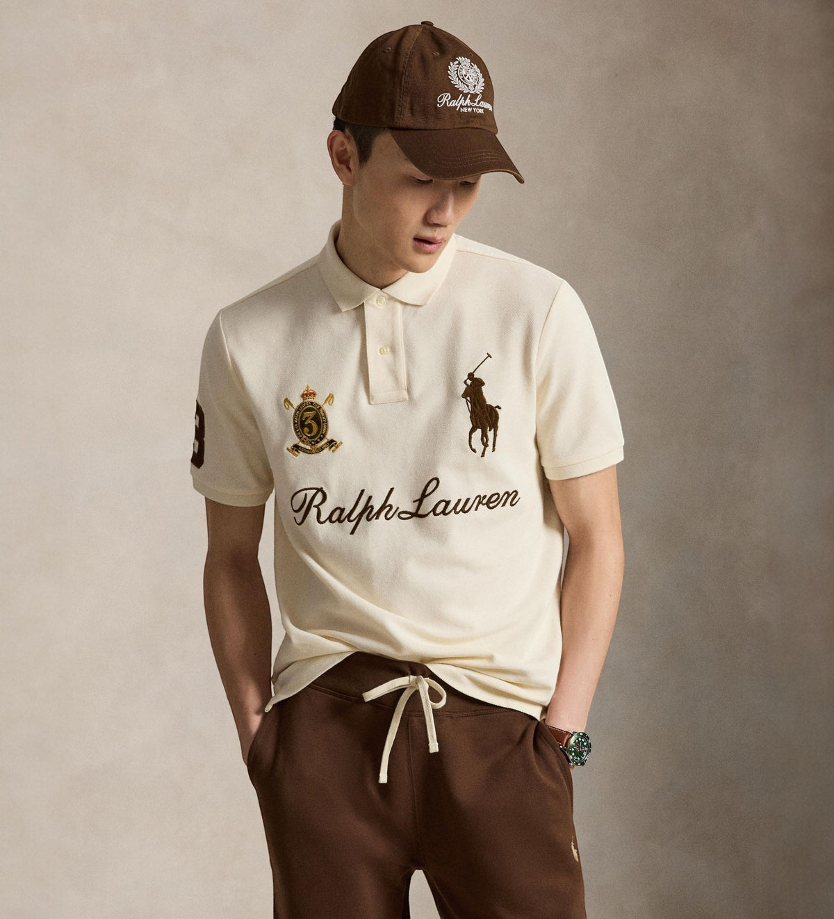 POLO DE PIQUE CLASSIC FIT BIG PONY GUIDE CREAM