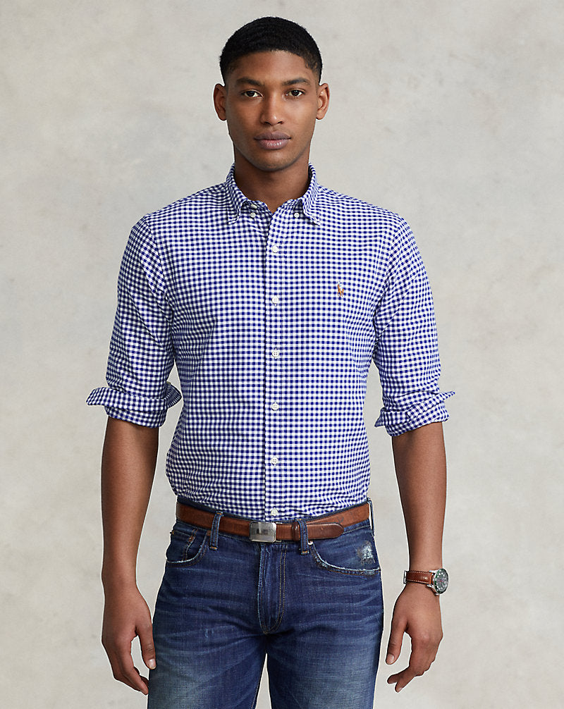 CAMISA CUSTOM FIT OXFORD GINGHAM AZUL