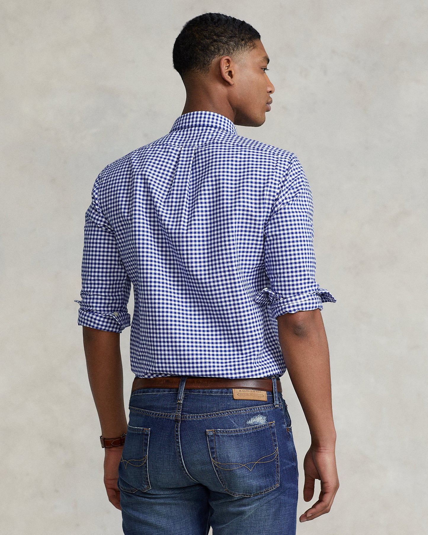 CAMISA CUSTOM FIT OXFORD GINGHAM AZUL