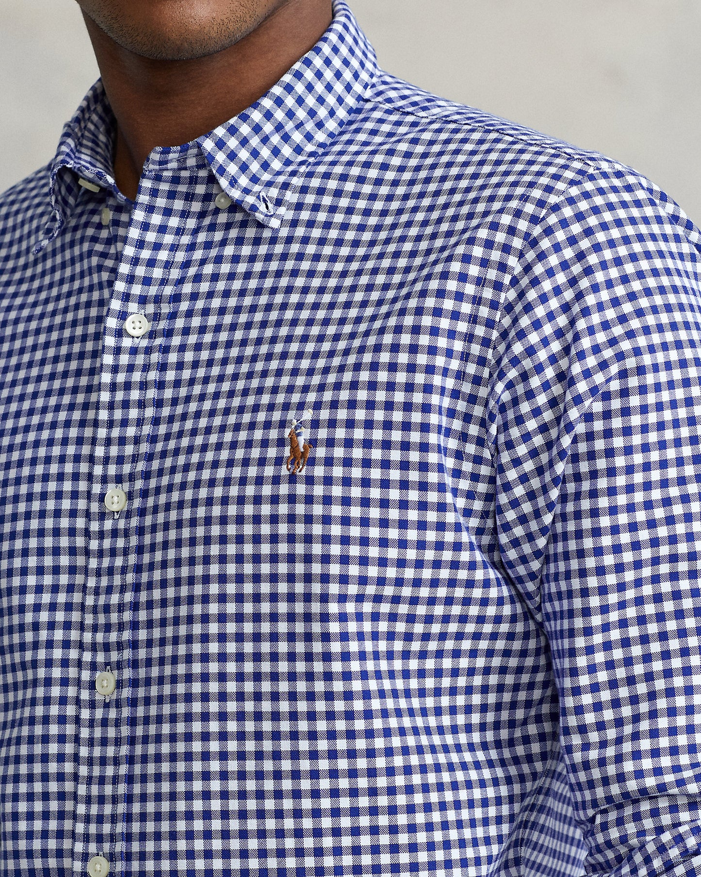 CAMISA CUSTOM FIT OXFORD GINGHAM AZUL