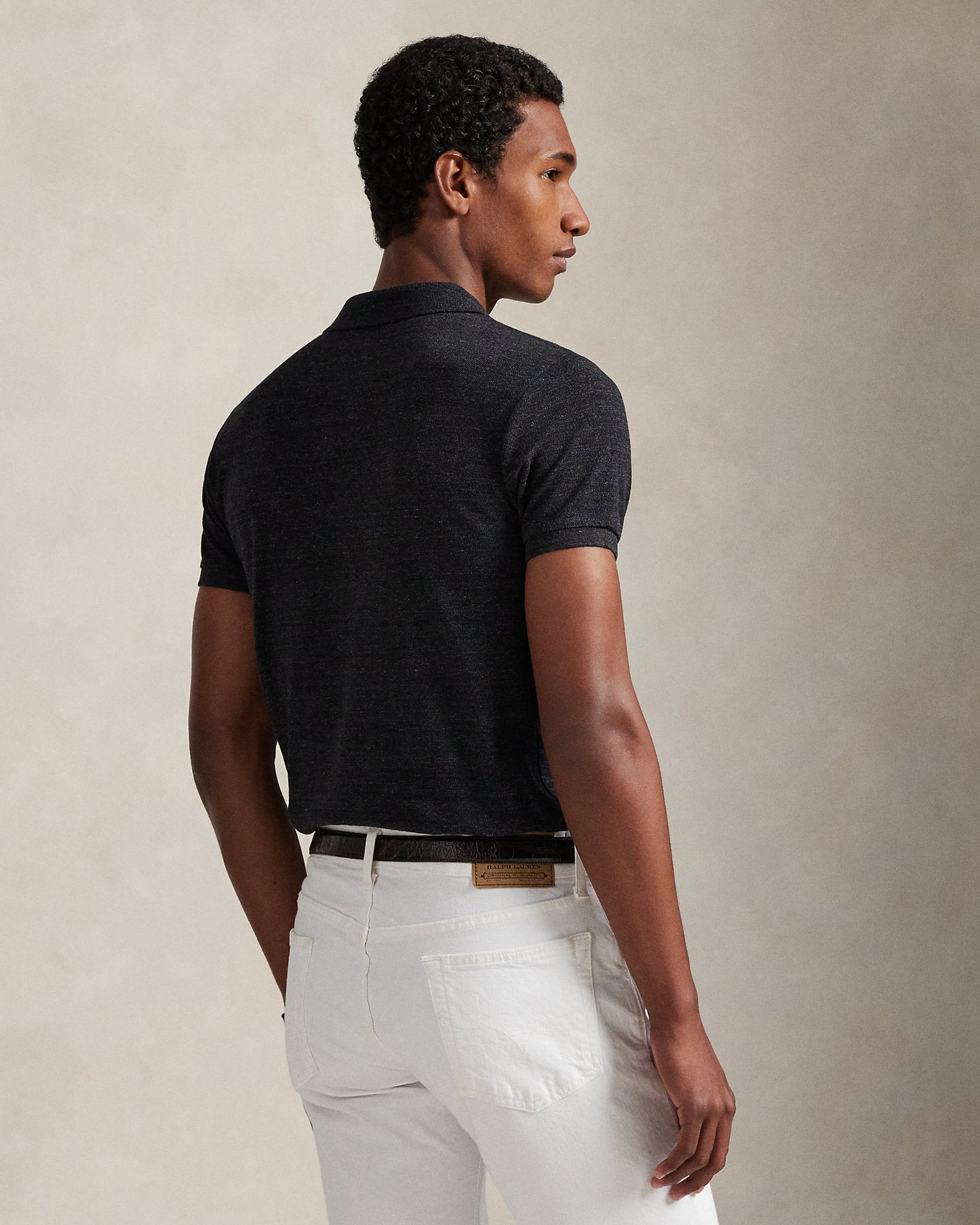POLO DE PIQUÉ CUSTOM SLIM FIT BLACK MARL HEATHER
