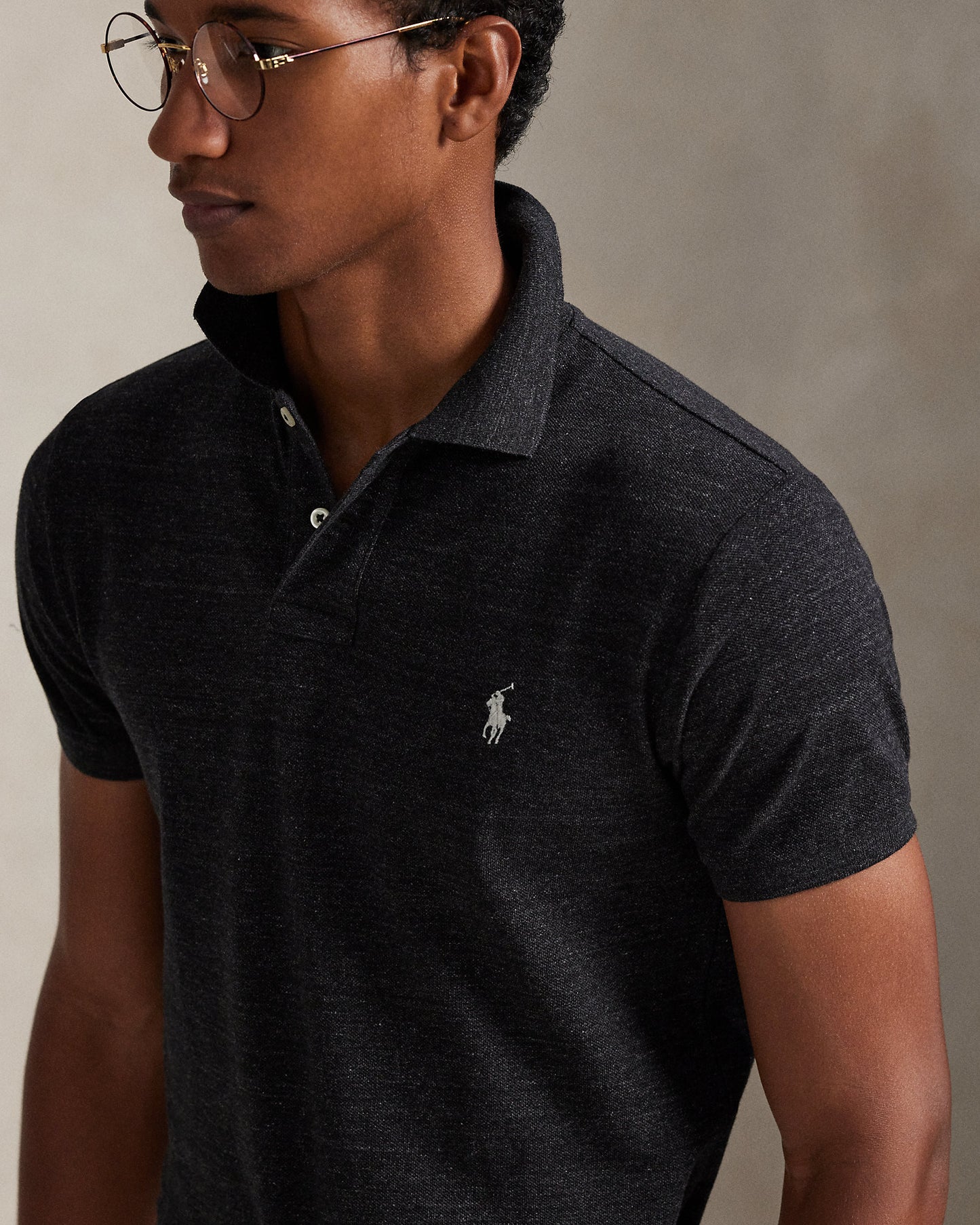 POLO DE PIQUÉ CUSTOM SLIM FIT BLACK MARL HEATHER