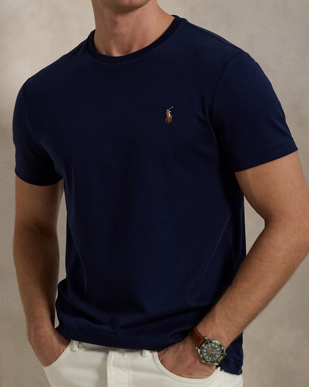 CAMISETA CUSTOM SLIM SOFT COTTON REFINED NAVY
