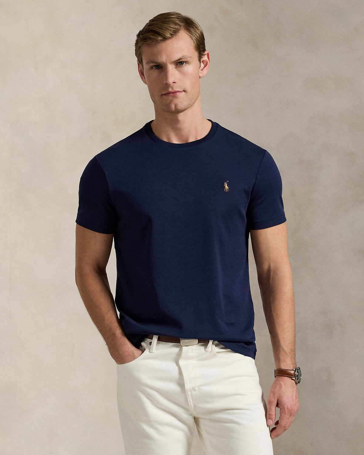 CAMISETA CUSTOM SLIM SOFT COTTON REFINED NAVY