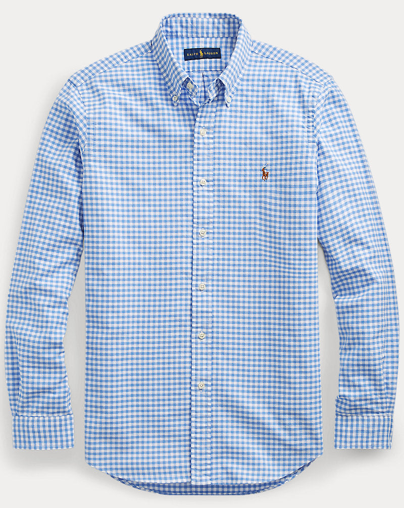 CAMISA CUSTOM FIT OXFORD GINGHAM BRISTOL BLUE