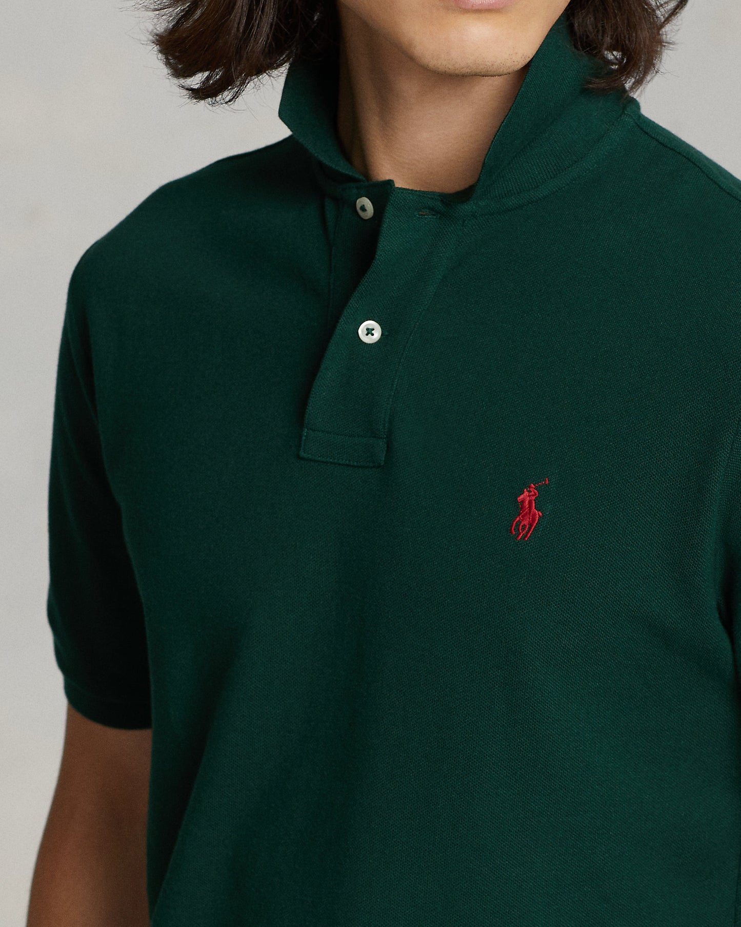 POLO DE PIQUÉ CUSTOM SLIM FIT COLLEGE GREEN