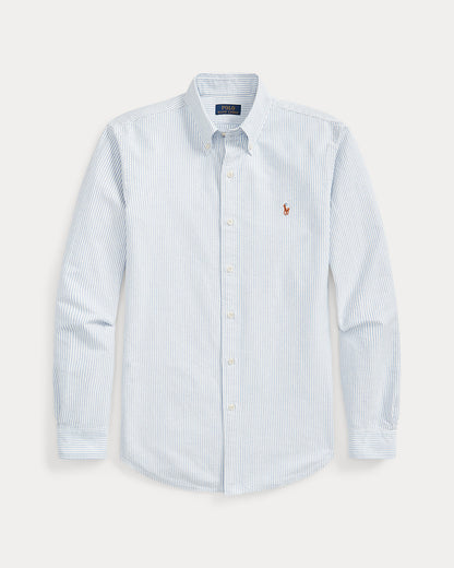 CAMISA CUSTOM FIT OXFORD RAYAS AZUL