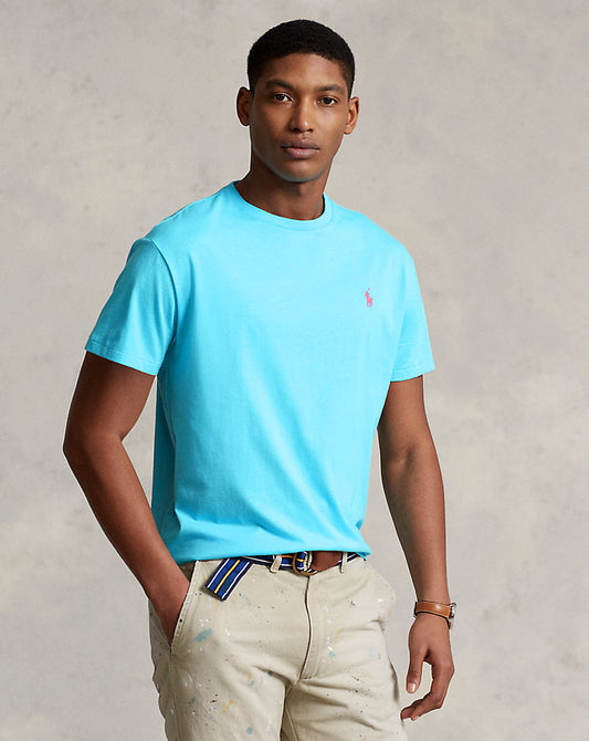 CAMISETA  CUSTOM SLIM FIT ALGODON DE PUNTO PERFECT TURQUOISE