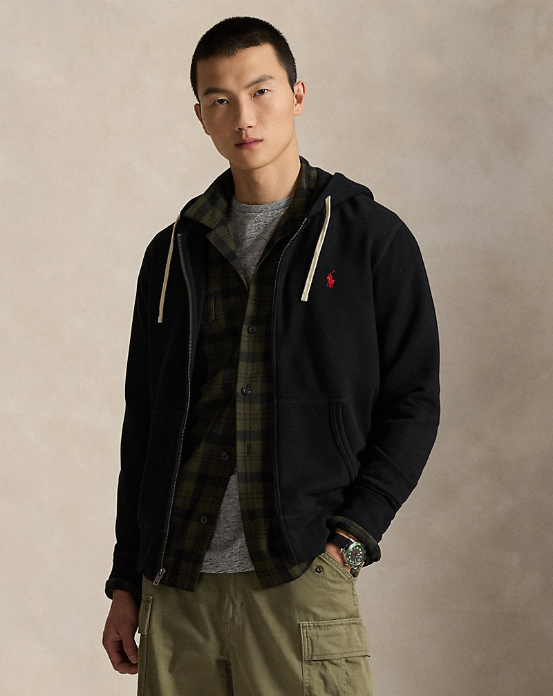 SUDADERA RL CON CAPUCHA Y CIERRE POLO BLACK