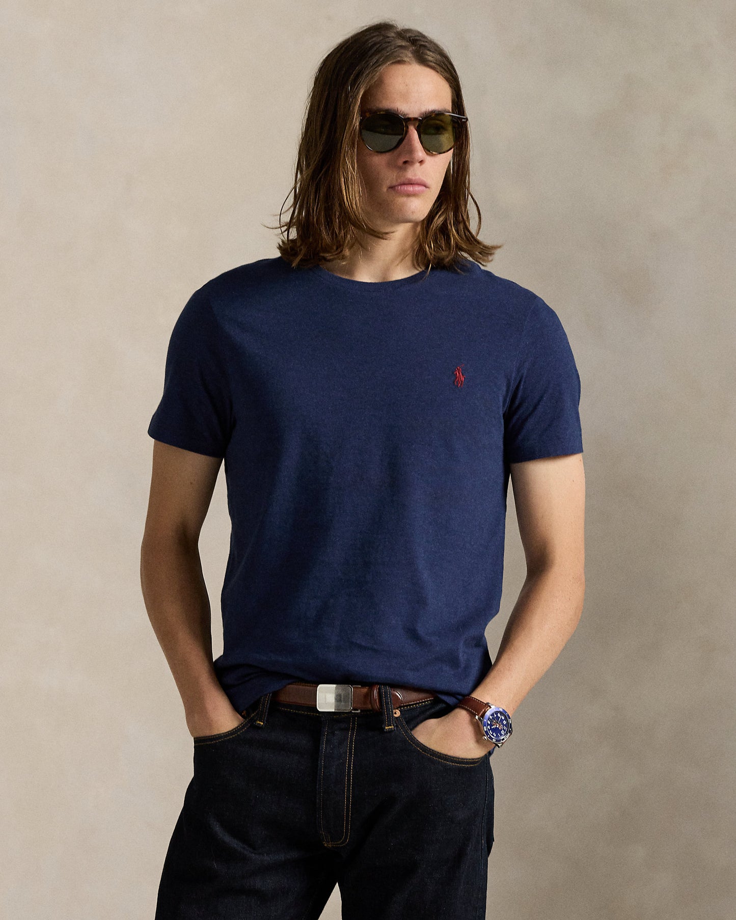 CAMISETA  CUSTOM SLIM FIT ALGODON DE PUNTO SPRING NAVY HEATHER