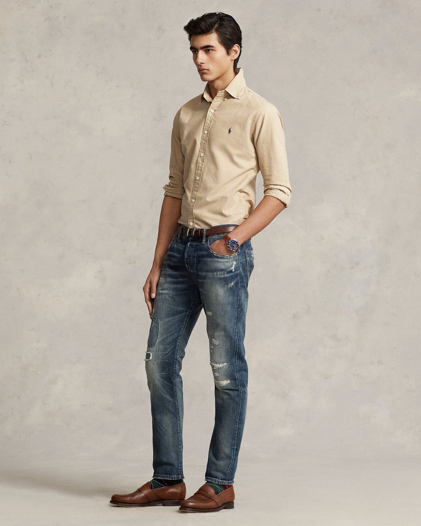 CAMISA CUSTOM FIT GD OXFORD KHAKI