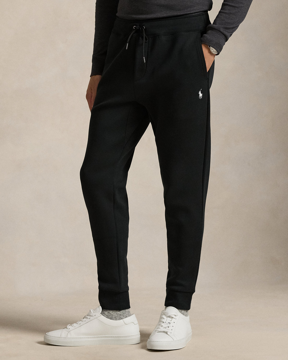 PANTALON JOGGER DE DOBLE PUNTO POLO BLACK