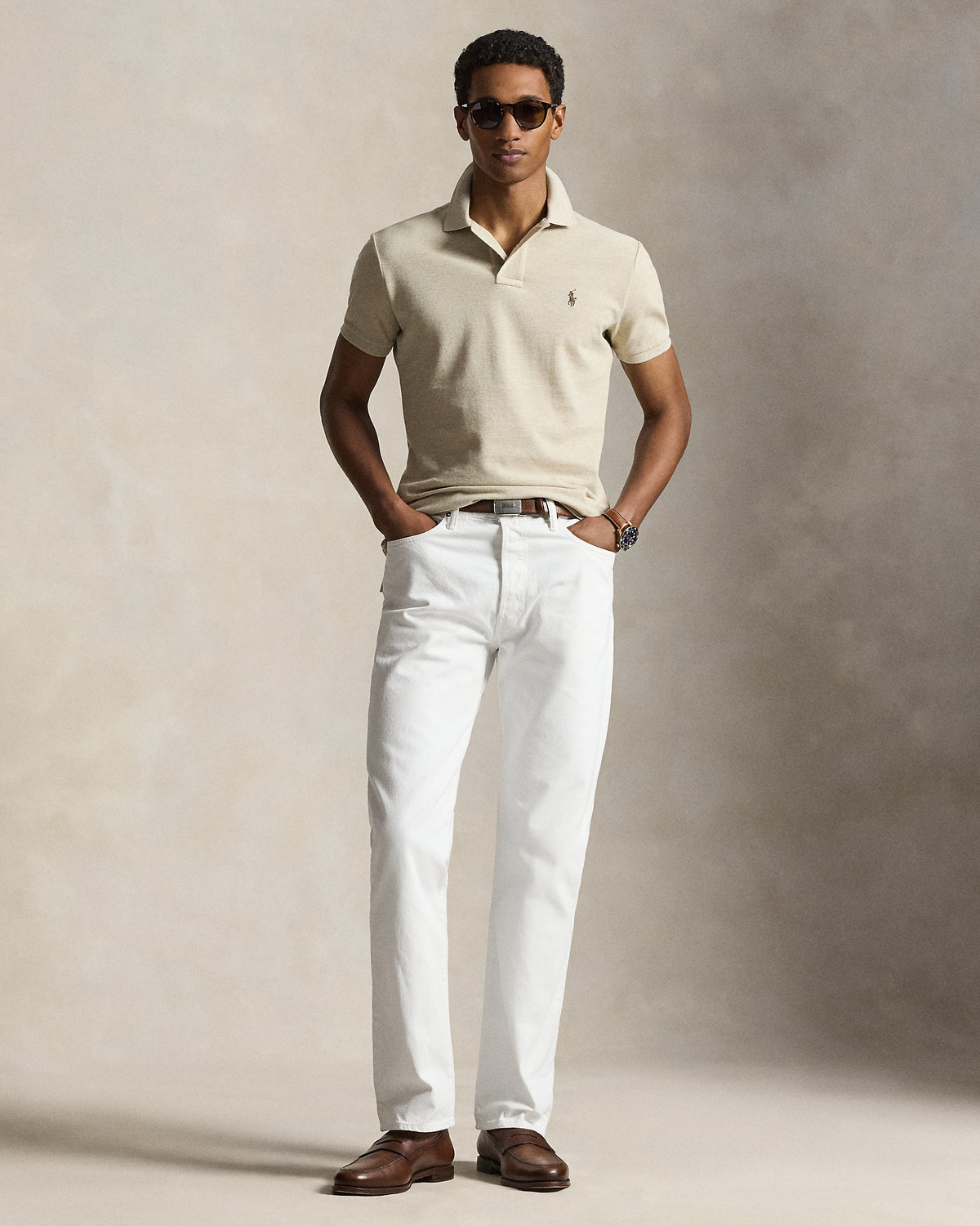 POLO DE PIQUE CUSTOM SLIM EXPEDITION DUNE HEATHER
