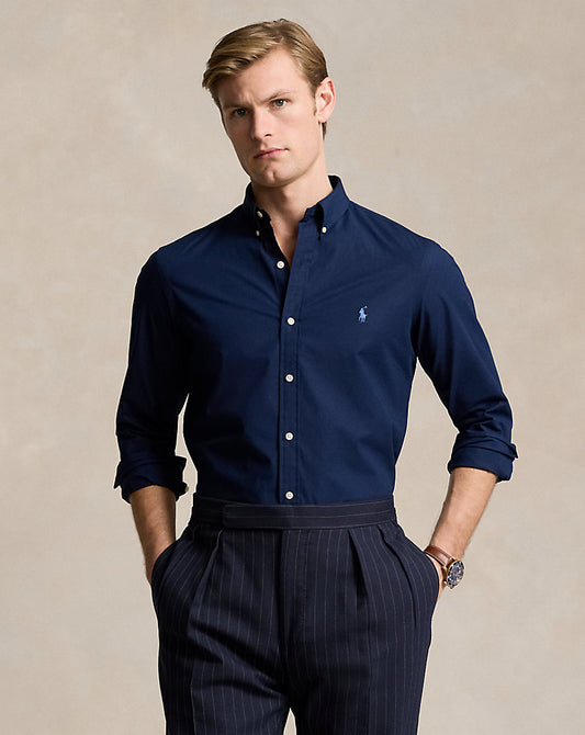 CAMISA SLIM FIT EN POPELINA STRETCH NAVY AZUL