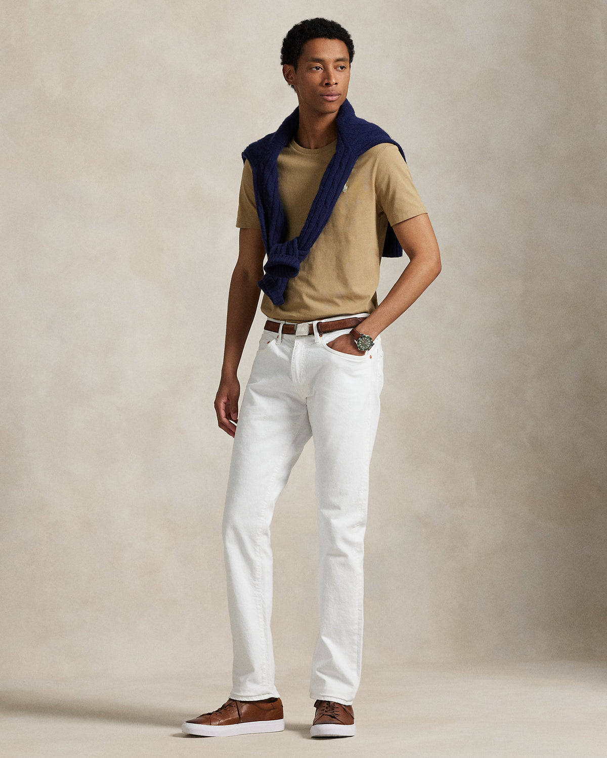 CAMISETA  CUSTOM SLIM FIT ALGODON DE PUNTO CAFE TAN
