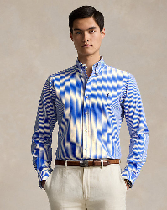 CAMISA CUSTOM FIT EN POPELINA STRETCH CANVAS BLUE