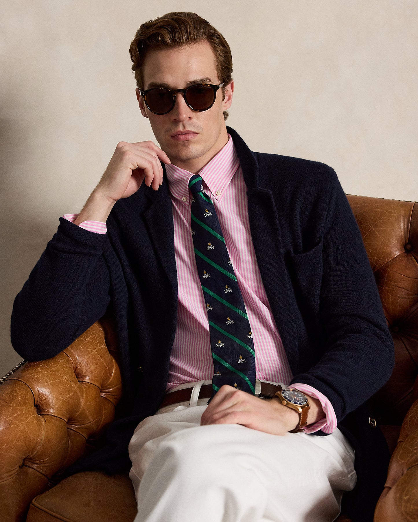 CAMISA CUSTOM FIT DE POPELINA ELASTICA PINK/WHITE RAYAS