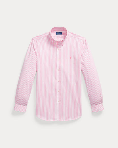 CAMISA CUSTOM FIT DE POPELINA ELASTICA PINK/WHITE RAYAS