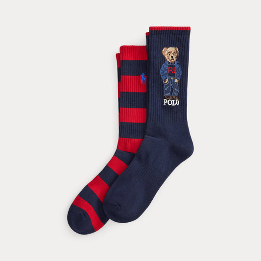 SET DE 2 PARES DE MEDIAS POLO BEAR CREW Y LINEAS HORIZONTALES