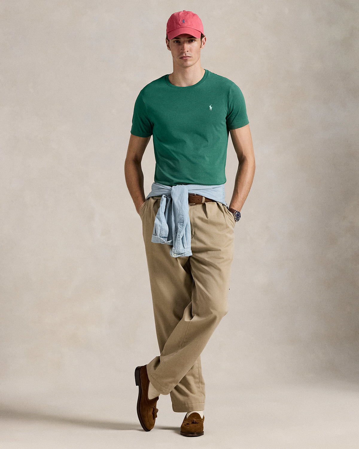 CAMISETA  CUSTOM SLIM FIT ALGODON DE PUNTO ANTIQUE GREEN