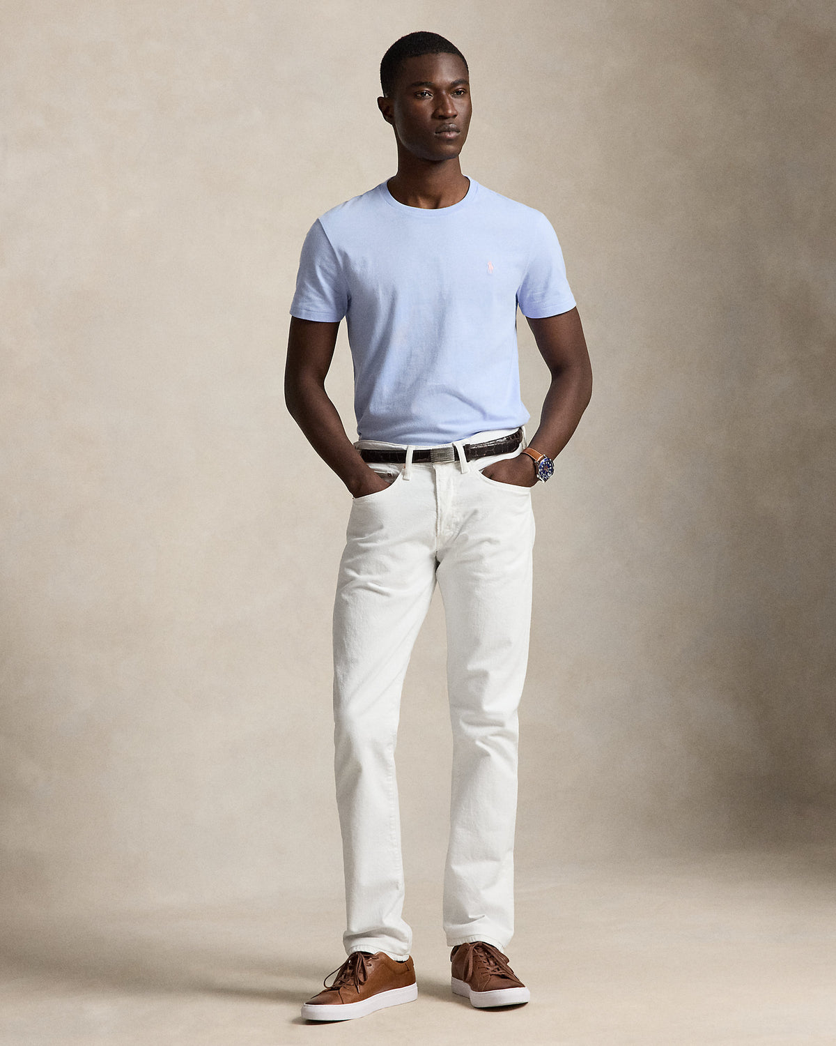 CAMISETA  CUSTOM SLIM FIT ALGODON DE PUNTO PEBBLE BLUE