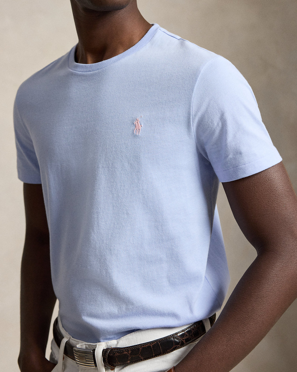 CAMISETA  CUSTOM SLIM FIT ALGODON DE PUNTO PEBBLE BLUE