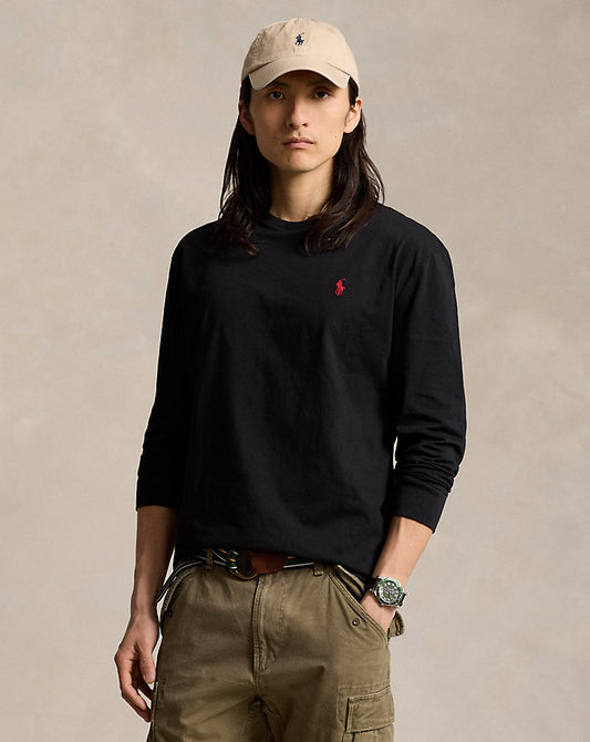 CAMISETA  CLASSIC FIT MANGA LARGA DE ALGODON DE PUNTO POLO BLACK