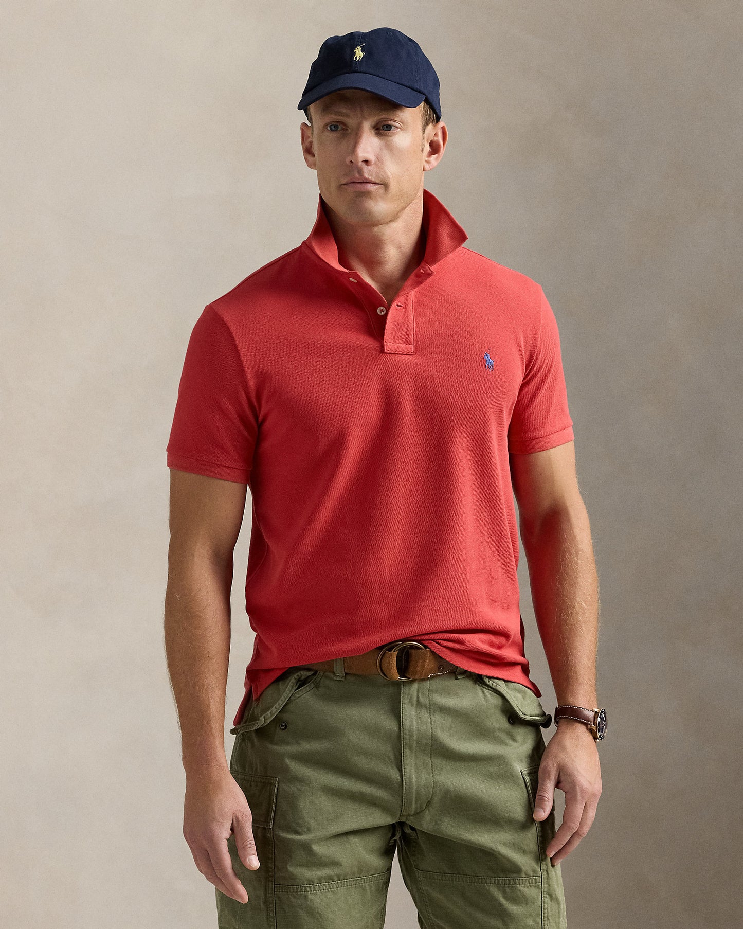 POLO DE PIQUÉ CUSTOM SLIM FIT SUNRISE RED