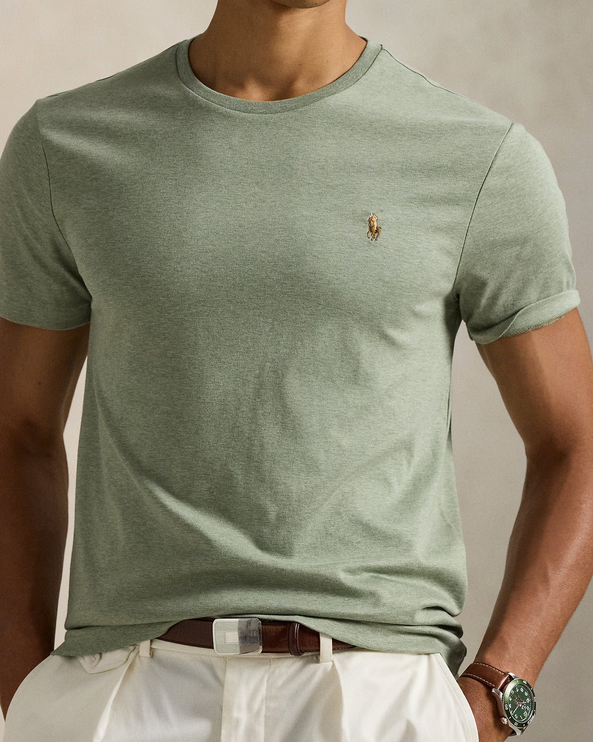 CAMISETA CUSTOM SLIM SOFT COTTON GREENERY HEATHER