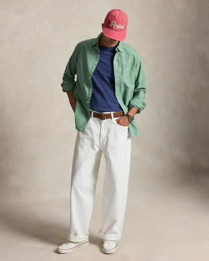 CAMISA EN OXFORD TEÑIDO EN PRENDA CUSTOM FIT FADED MINT  WHITE PP