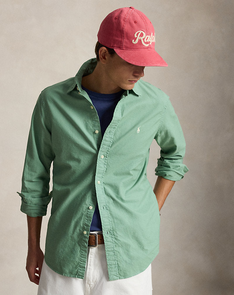 CAMISA EN OXFORD TEÑIDO EN PRENDA CUSTOM FIT FADED MINT  WHITE PP