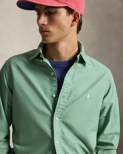 CAMISA EN OXFORD TEÑIDO EN PRENDA CUSTOM FIT FADED MINT  WHITE PP