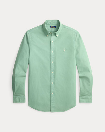 CAMISA EN OXFORD TEÑIDO EN PRENDA CUSTOM FIT FADED MINT  WHITE PP