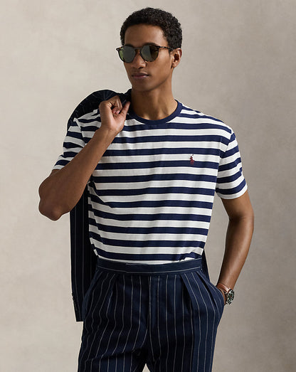 CAMISETA CUSTOM SLIM  CON RAYAS WHITE/ CRUISE NAVY