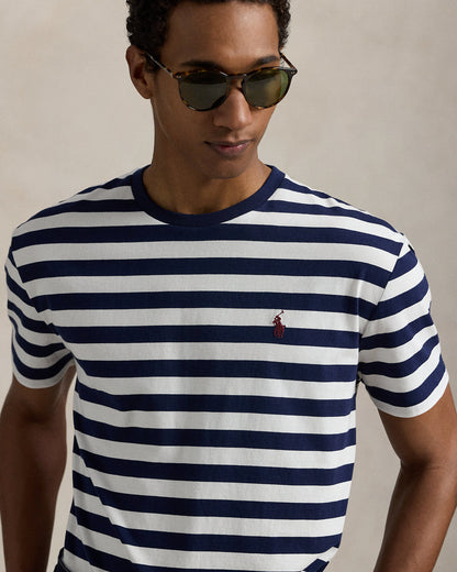 CAMISETA CUSTOM SLIM  CON RAYAS WHITE/ CRUISE NAVY