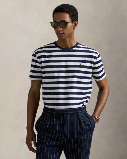 CAMISETA CUSTOM SLIM  CON RAYAS WHITE/ CRUISE NAVY