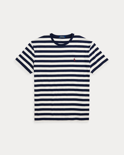 CAMISETA CUSTOM SLIM  CON RAYAS WHITE/ CRUISE NAVY