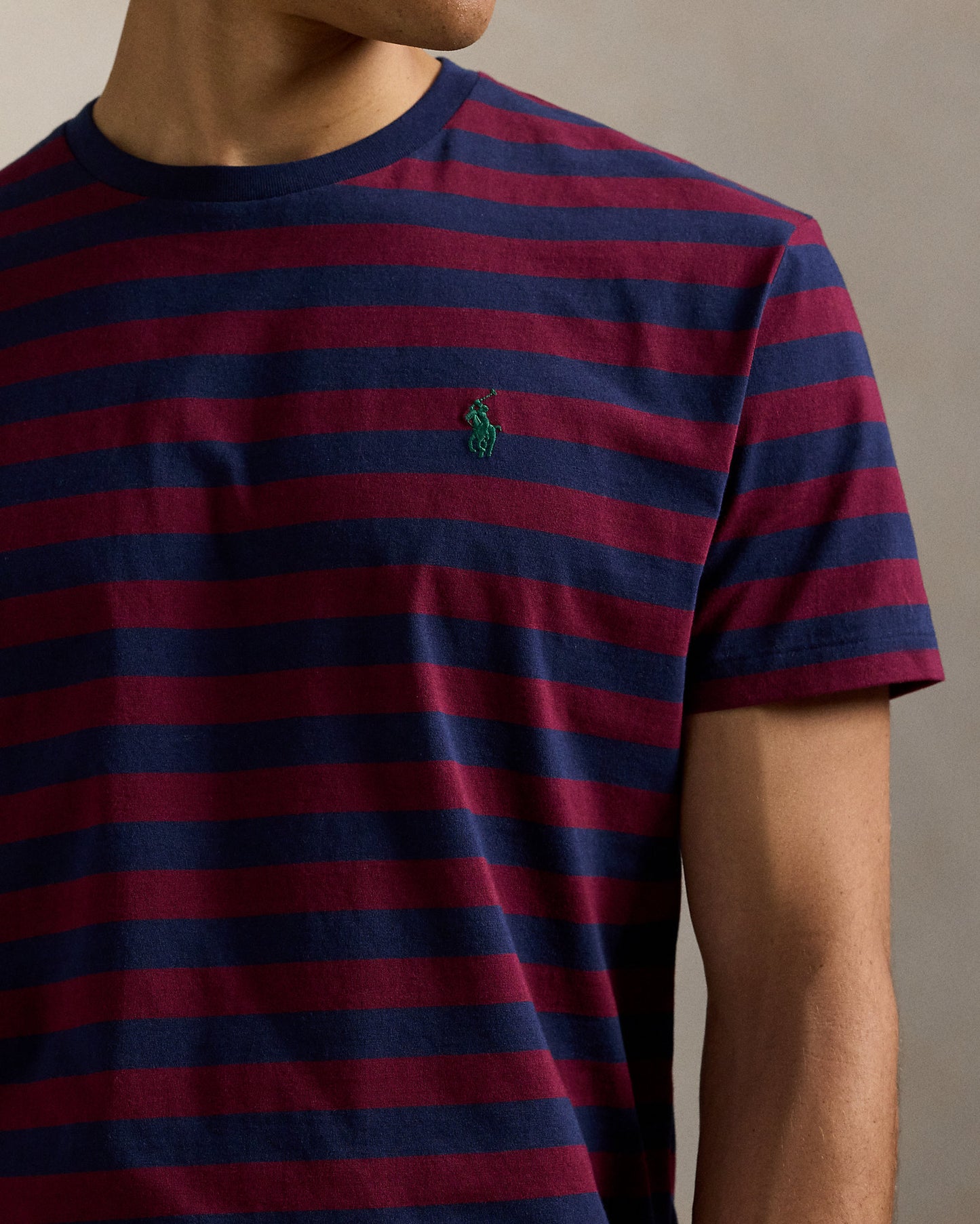 CAMISETA CUSTOM SLIM FIT DE ALGODON DE PUNTO CLASSIC WINE/CRUISE NAVY