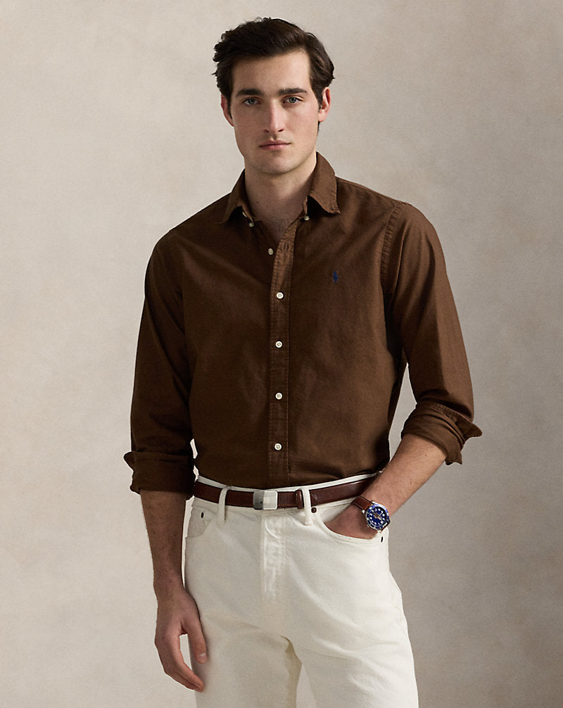CAMISA OXFORD TEÑIDA EN PRENDA CUSTOM FIT CHOCOLATE MOUSSE