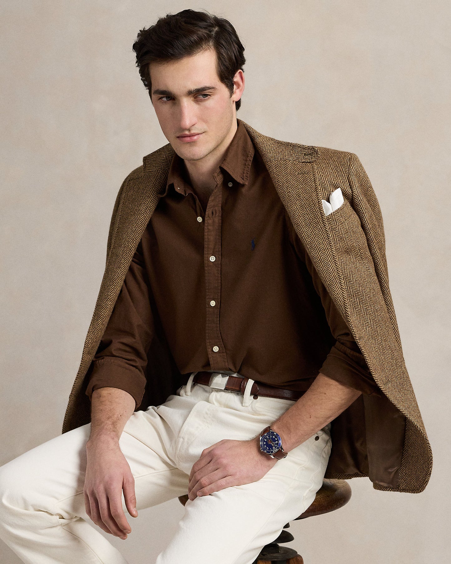 CAMISA OXFORD TEÑIDA EN PRENDA CUSTOM FIT CHOCOLATE MOUSSE