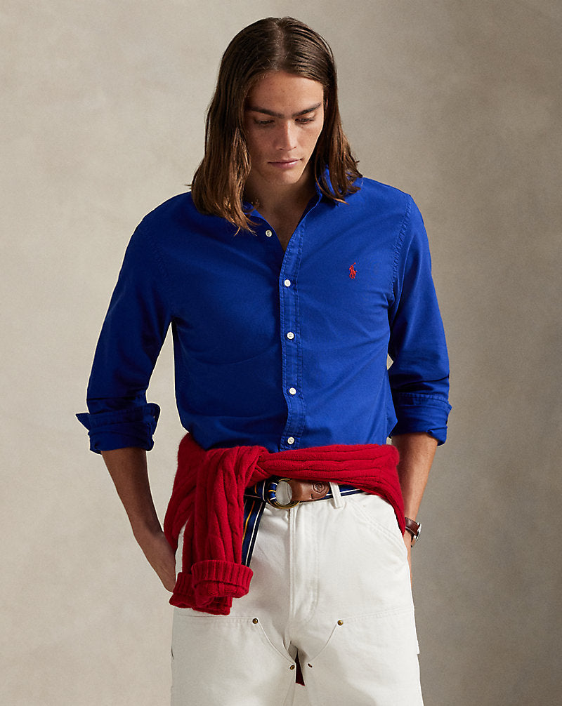 CAMISA OXFORD TEÑIDA EN PRENDA CUSTOM FIT ACTIVE ROYAL