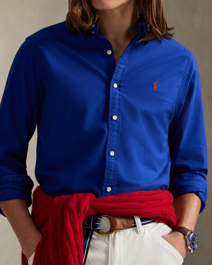 CAMISA OXFORD TEÑIDA EN PRENDA CUSTOM FIT ACTIVE ROYAL