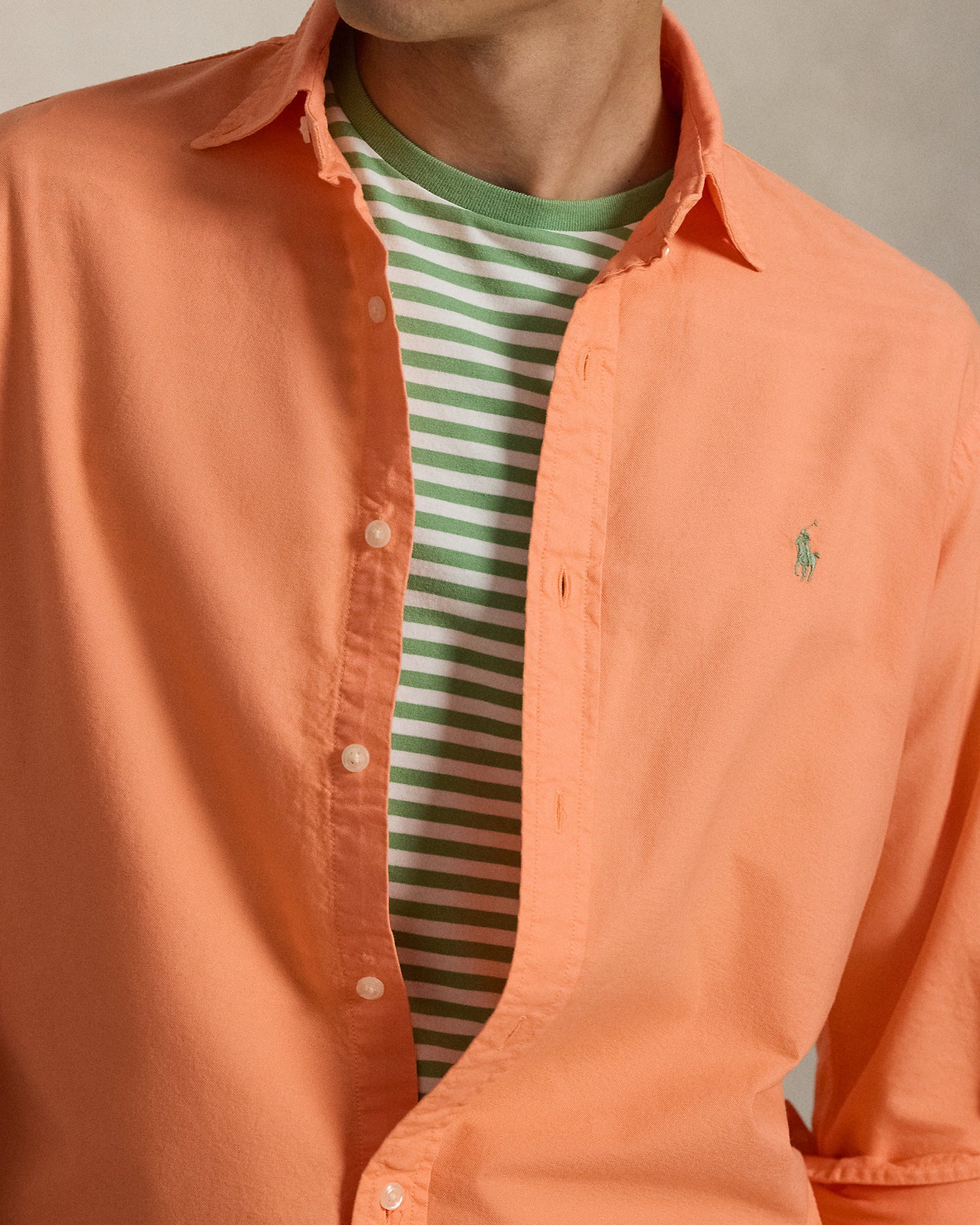 CAMISA OXFORD TEÑIDA CUSTOM FIT POMPANO ORANGE
