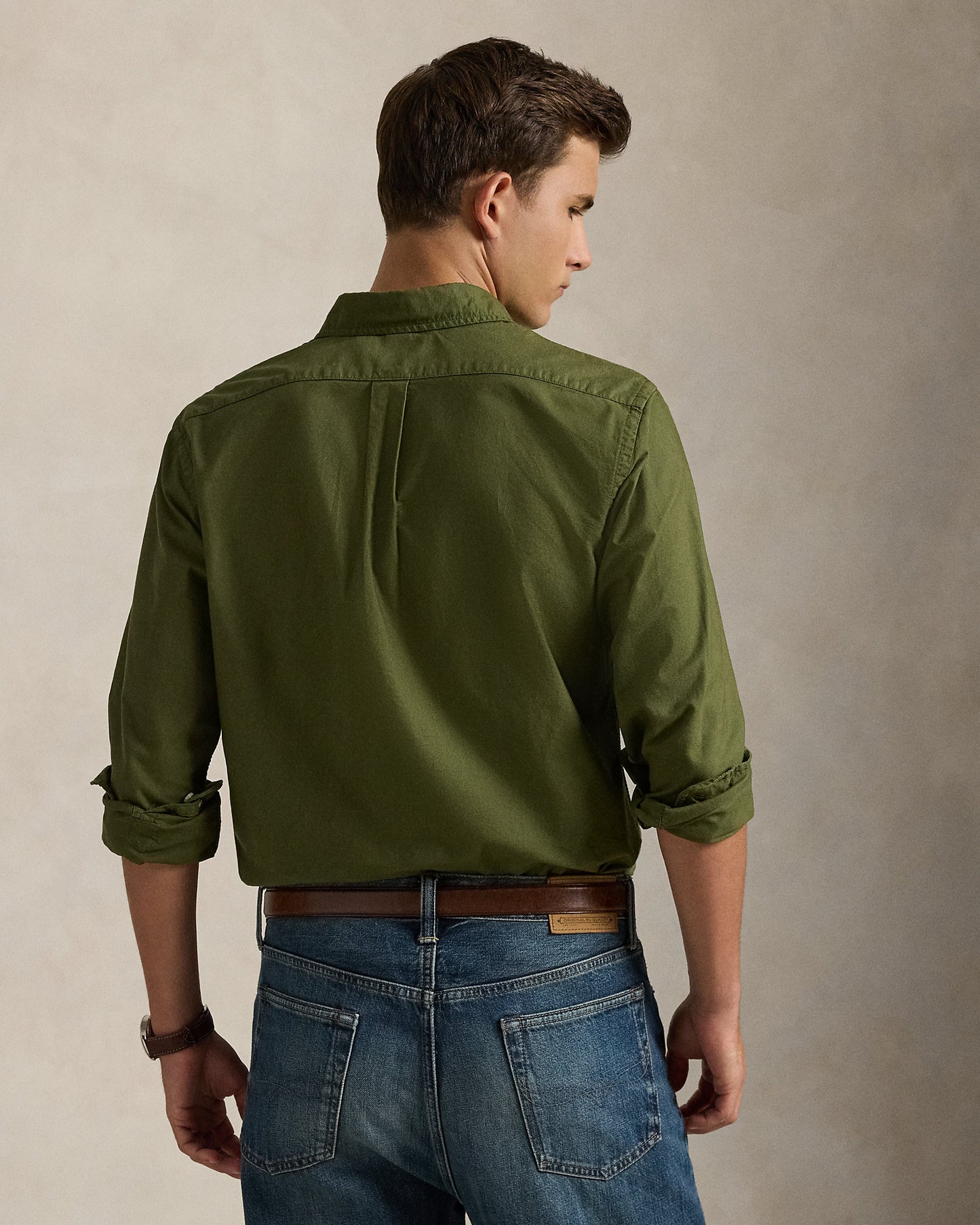 CAMISA OXFORD TEÑIDA CUSTOM FIT NEW OLIVE