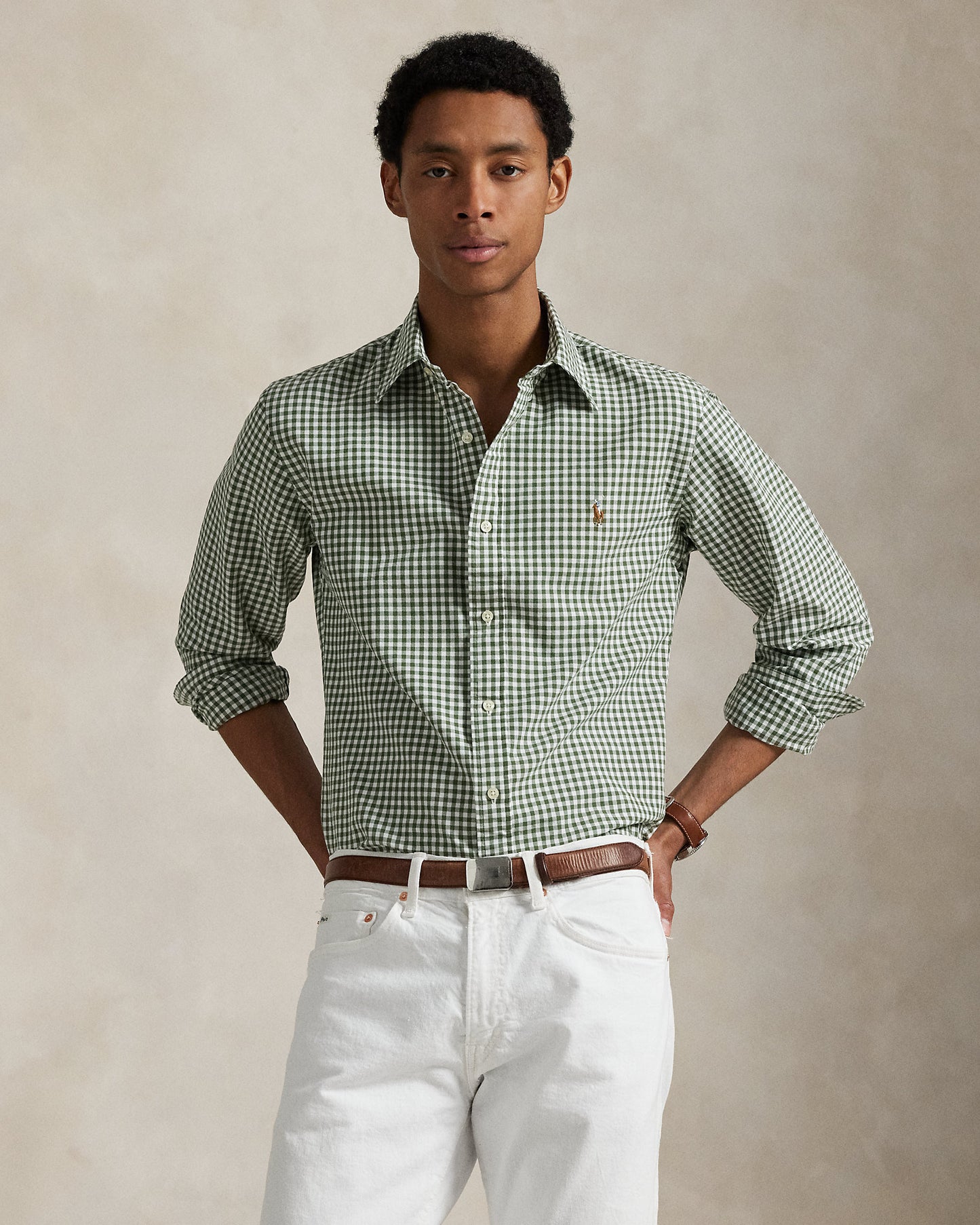 CAMISA CUSTOM FIT OXFORD GINGHAM SHAMROCK/WHITE