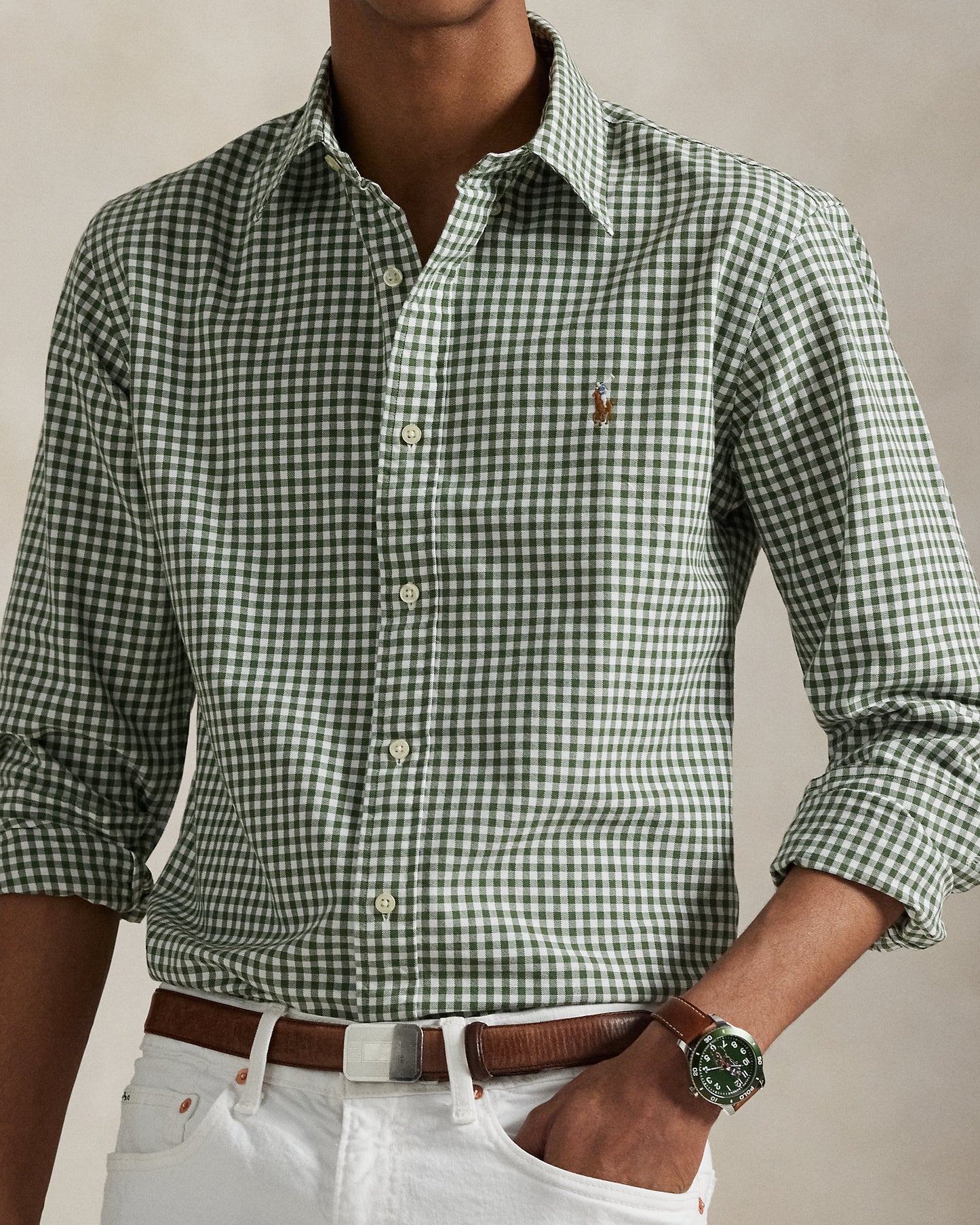 CAMISA CUSTOM FIT OXFORD GINGHAM SHAMROCK/WHITE